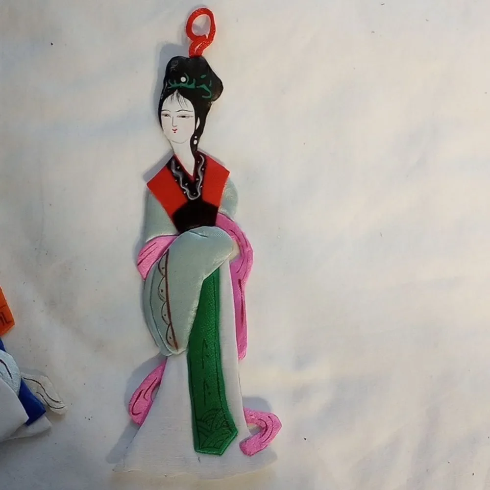 Set of Four Vintage Chinese Silk Lady Ornaments